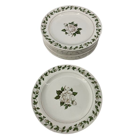 4 VINTAGE ''CAMEO ROSE'' 9 1/4" SUPERIOR HALL QUALITY Luncheon Salad PLATES - Picture 1 of 4